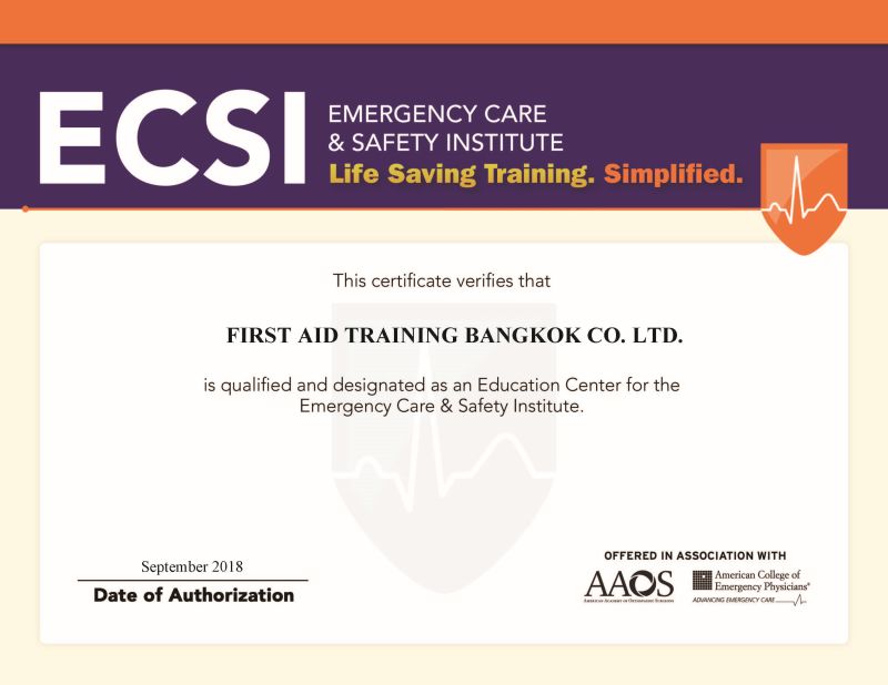 ECSI Certificate - First Aid Training Bangkok ECSI Certificate - First Aid Training Bangkok